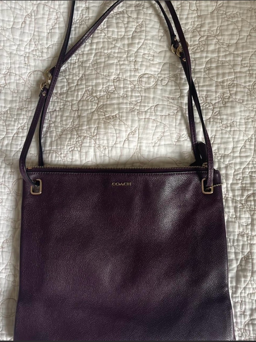 Vintage Purple Leather Crossbody Bag